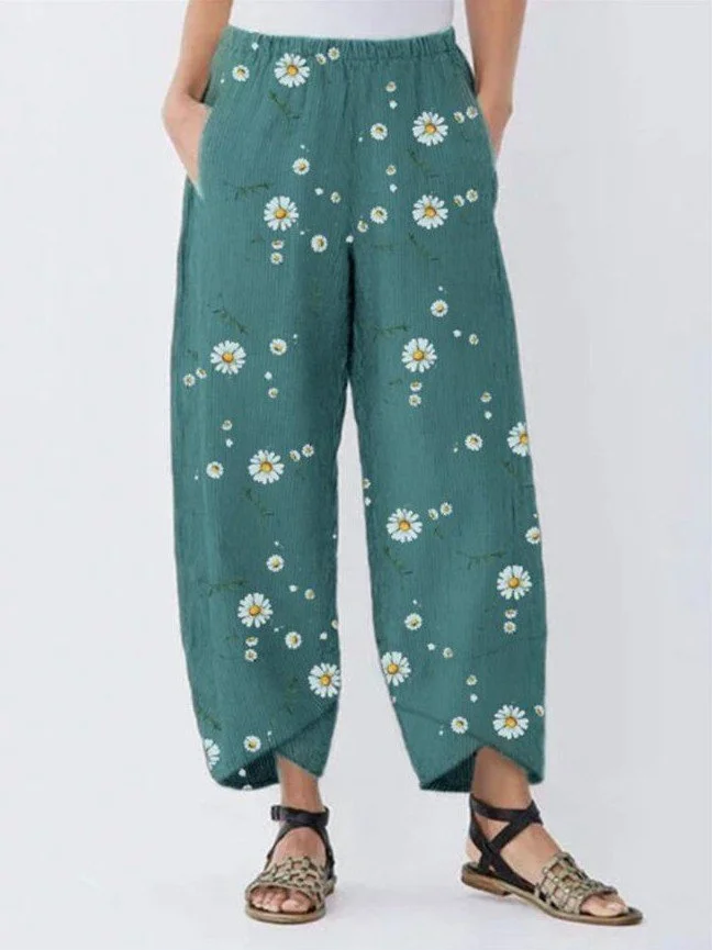 Women's loose casual printed trousers