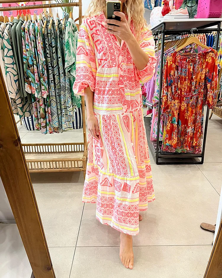 V-Neck Bohemian Dress