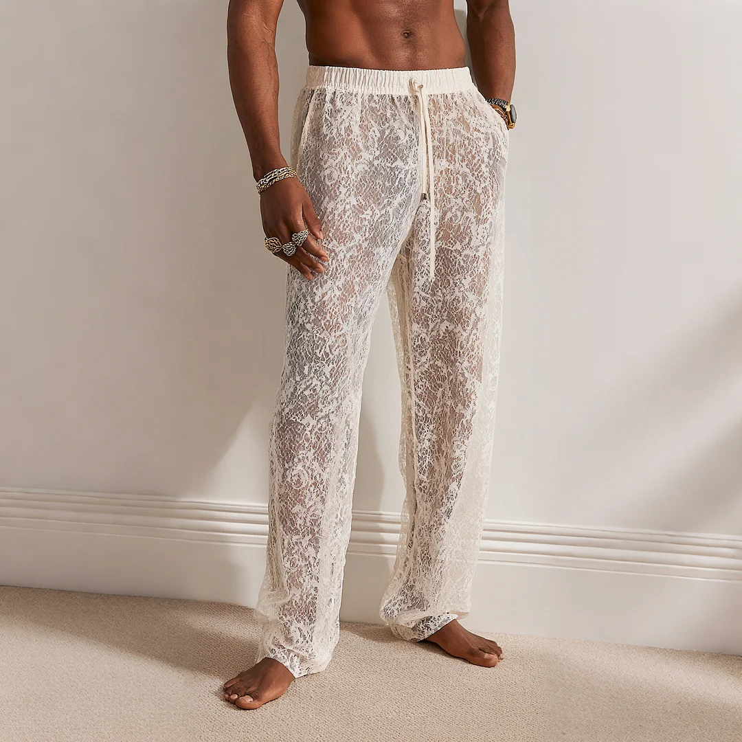 Men's Casual Loose-fitting, Comfortable, Breathable Lace Trousers-inspireuse