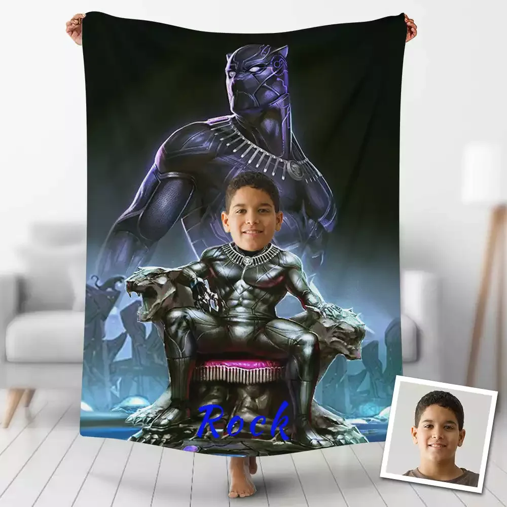 Custom Photo Blankets Personalized Black Panther Sit Blanket