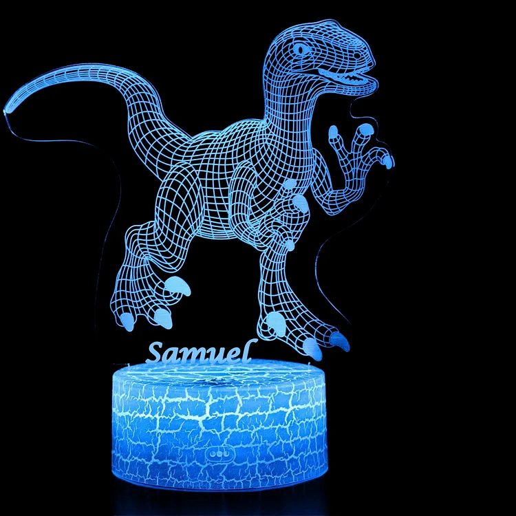 Personalized Jurassic Dinosaur 3D Night Light Changeable Color Lamp for Kids