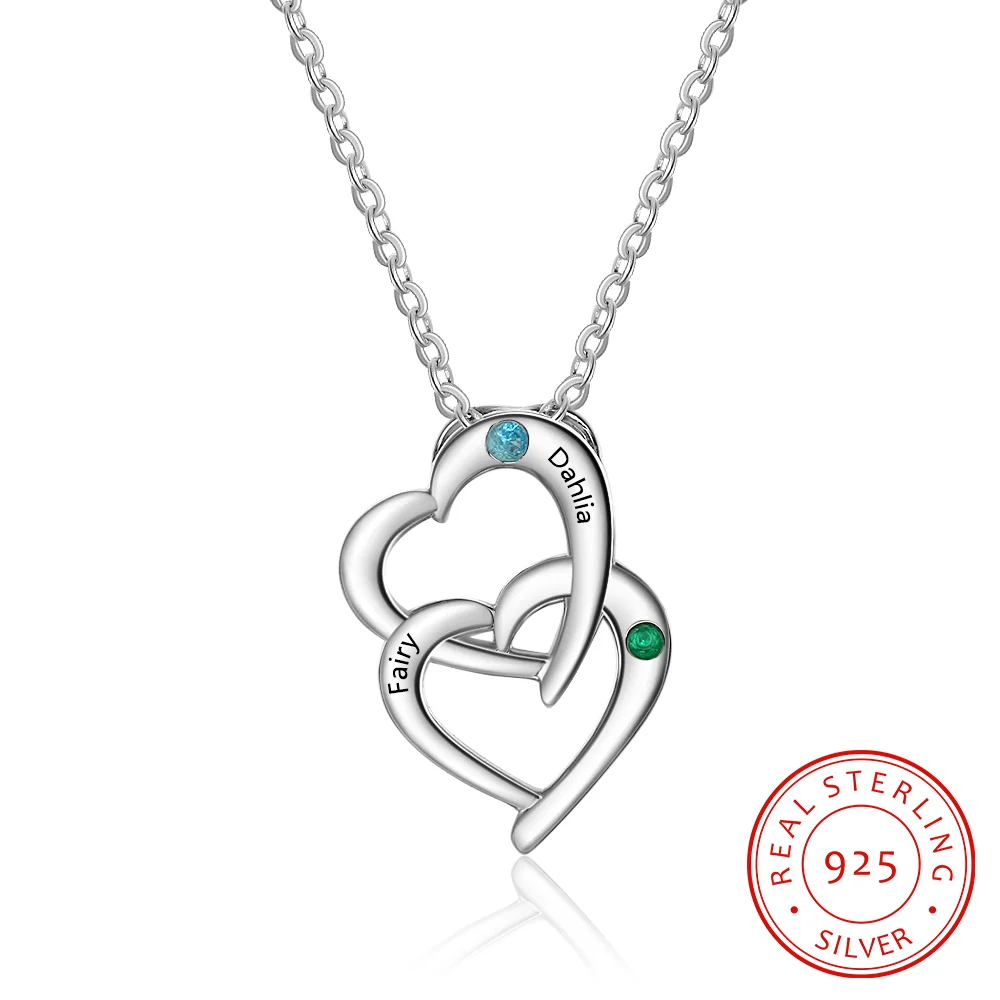 925 Sterling Silber 2 Birthstones Herz Halskette n2-b2 Kettenmachen
