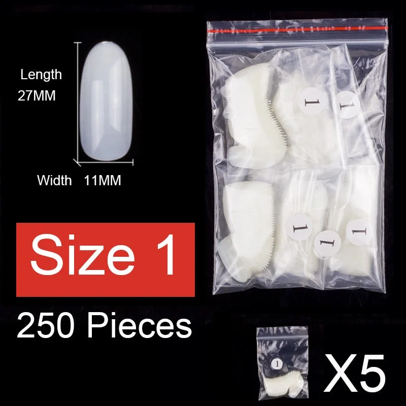 250 Pieces Same Size Oval Shape False Nail Tips For Drawing Nail Art Tips Design Prastic Acrylic Full Nails Size 0 1 2 3 4 5 6-Nail Inspo