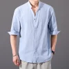 Men's Large Size Loose Linen Shirt