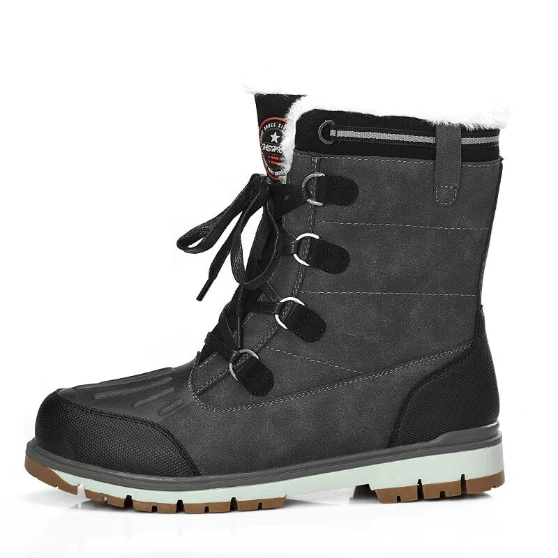 LUFUMA Winter Warm Plush Fur Snow Boots Men Ankle Boot Quality Casual Motorcycle Boot Waterproof Men's Boots Big Size 39-47