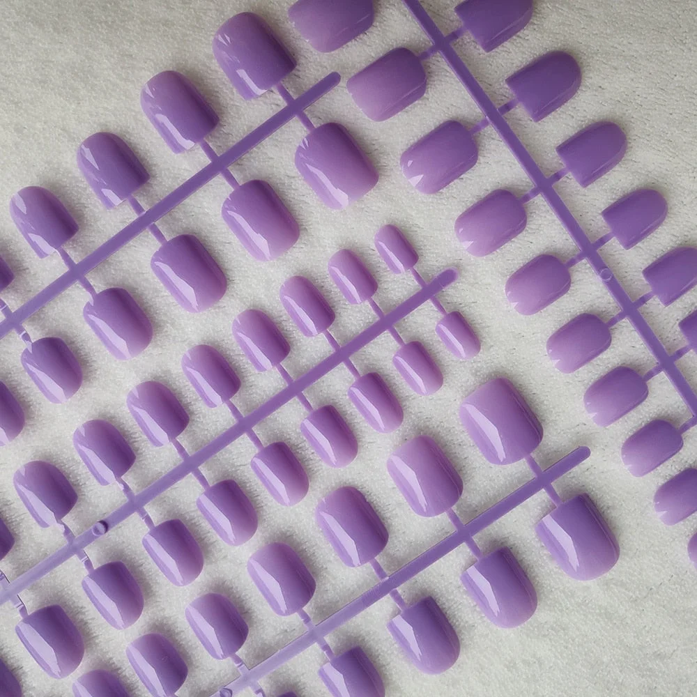 4 Sets/lot Mixed Colors False Nail Tips Short Full Cover Square Fake Nails Comfortable Multicolor Press On Nails Nail DIY-Nail Inspo