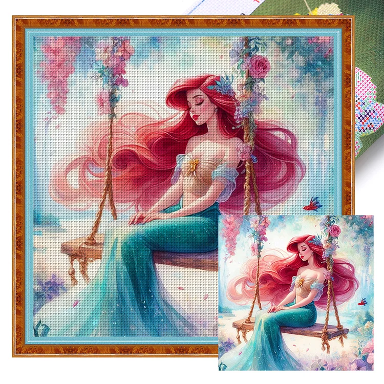 Disney-Princess Ariel (35*35cm) 18CT Stamped Cross Stitch gbfke