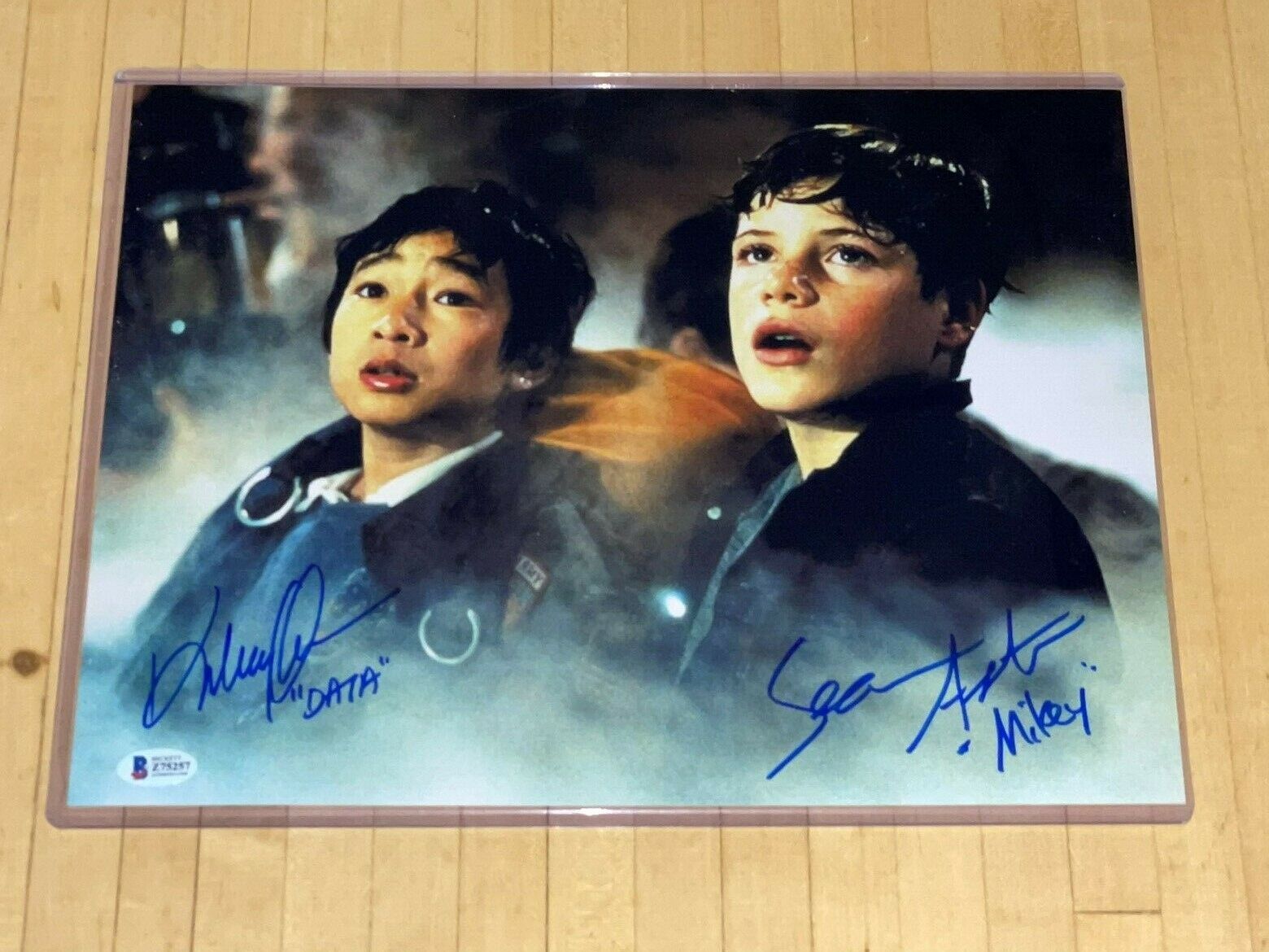 Sean Astin & Ke Huy Quan in Goonies signed 11x14 Metallic Photo Poster painting BAS Beckett