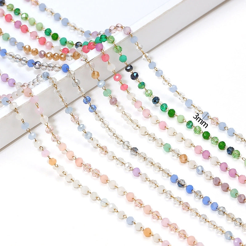 3mm Stainless Steel Amethyst Bead Chain Handmade Chain Tassel Decorative Chain DIY Necklace Bracelet Jewelry Accessories