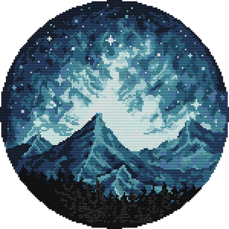 Moonlight Mountains - Printed Cross Stitch 14CT 34*34CM