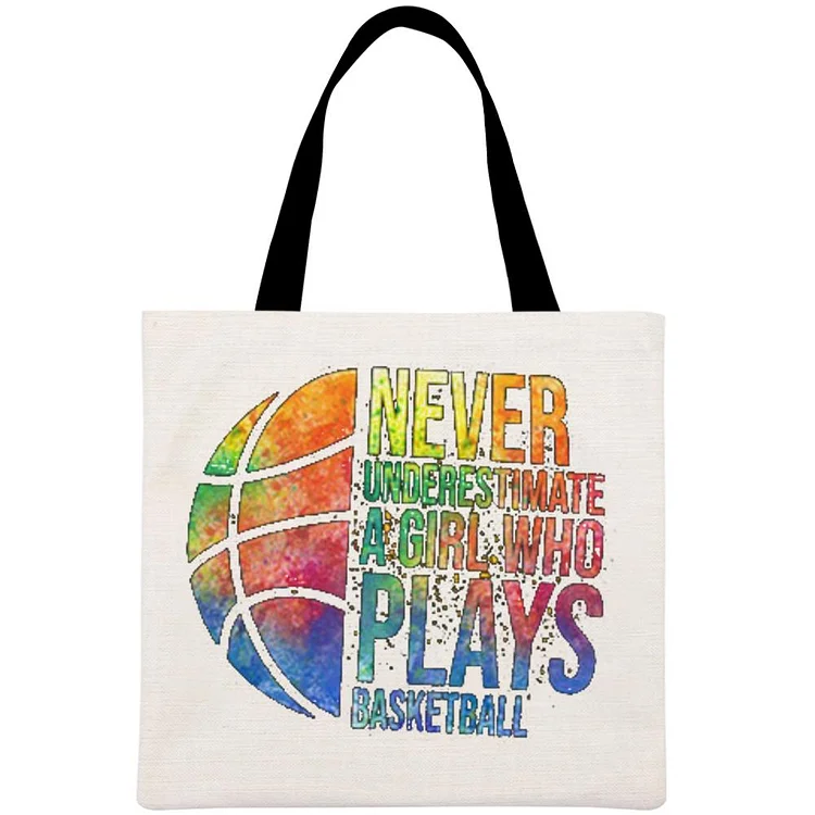 Never underestimate a Girl who plays Basketball Printed Linen Bag-Annaletters