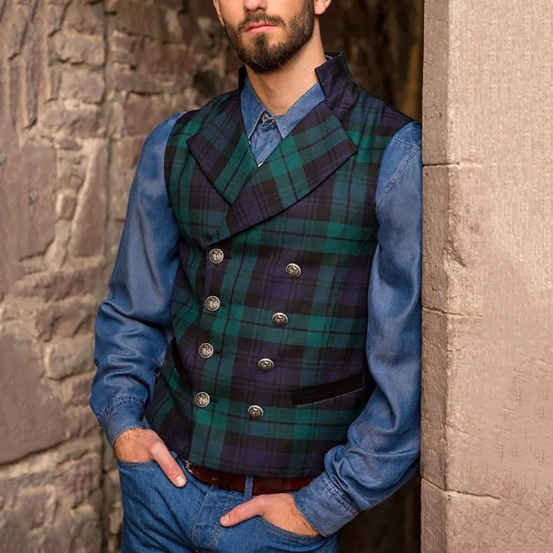 V-neck Double-breasted Vest Men's Vest