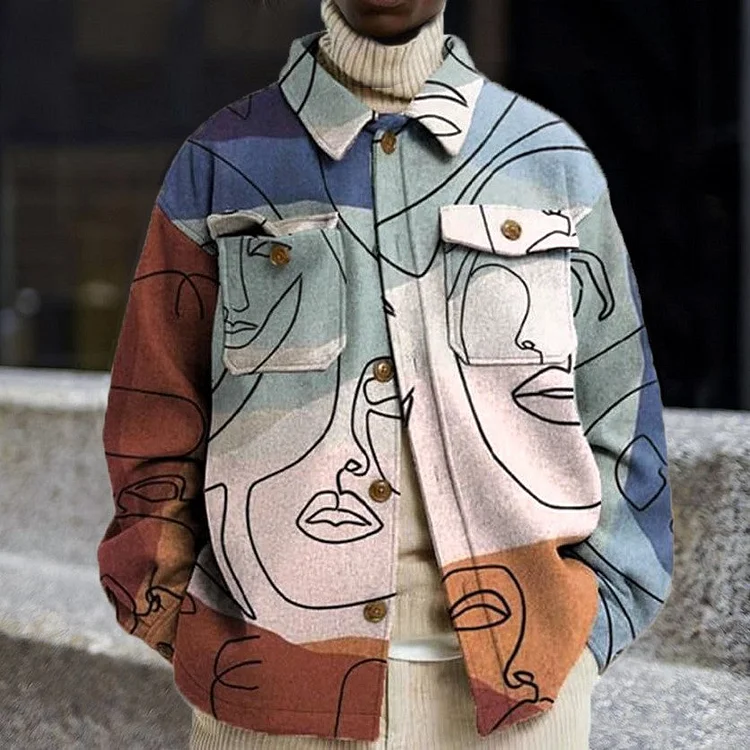 Men's Abstract Art Pattern Fashion Casual Jacket
