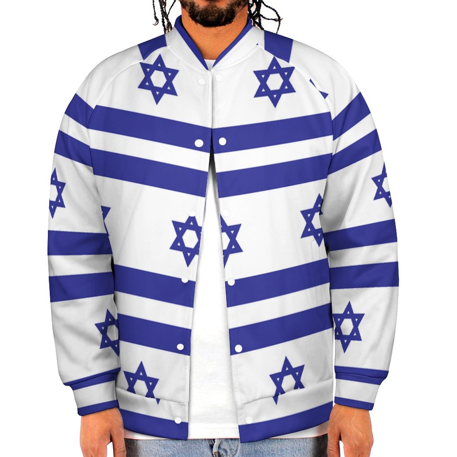 Spring and Fall Israel Flag Havic Acd Sweatshirt Jacket Mens Casual Lightweight Button Up Bomber Jacket Outwear 2XS-6XL