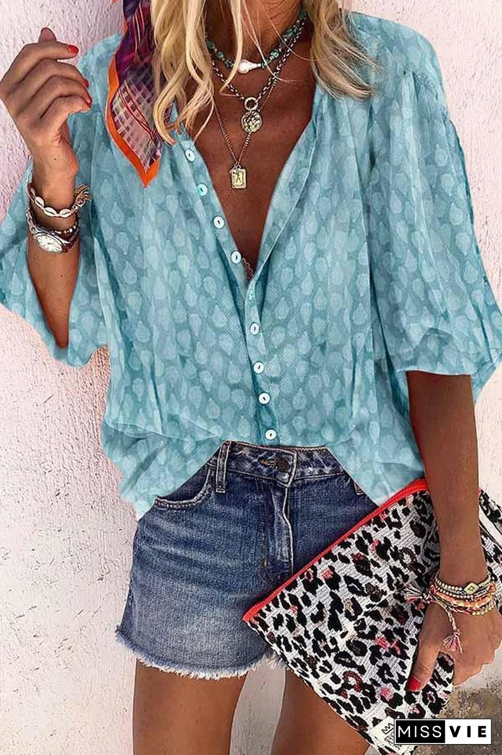Solid Color Button Loose Shirt (4 Colors) P14956