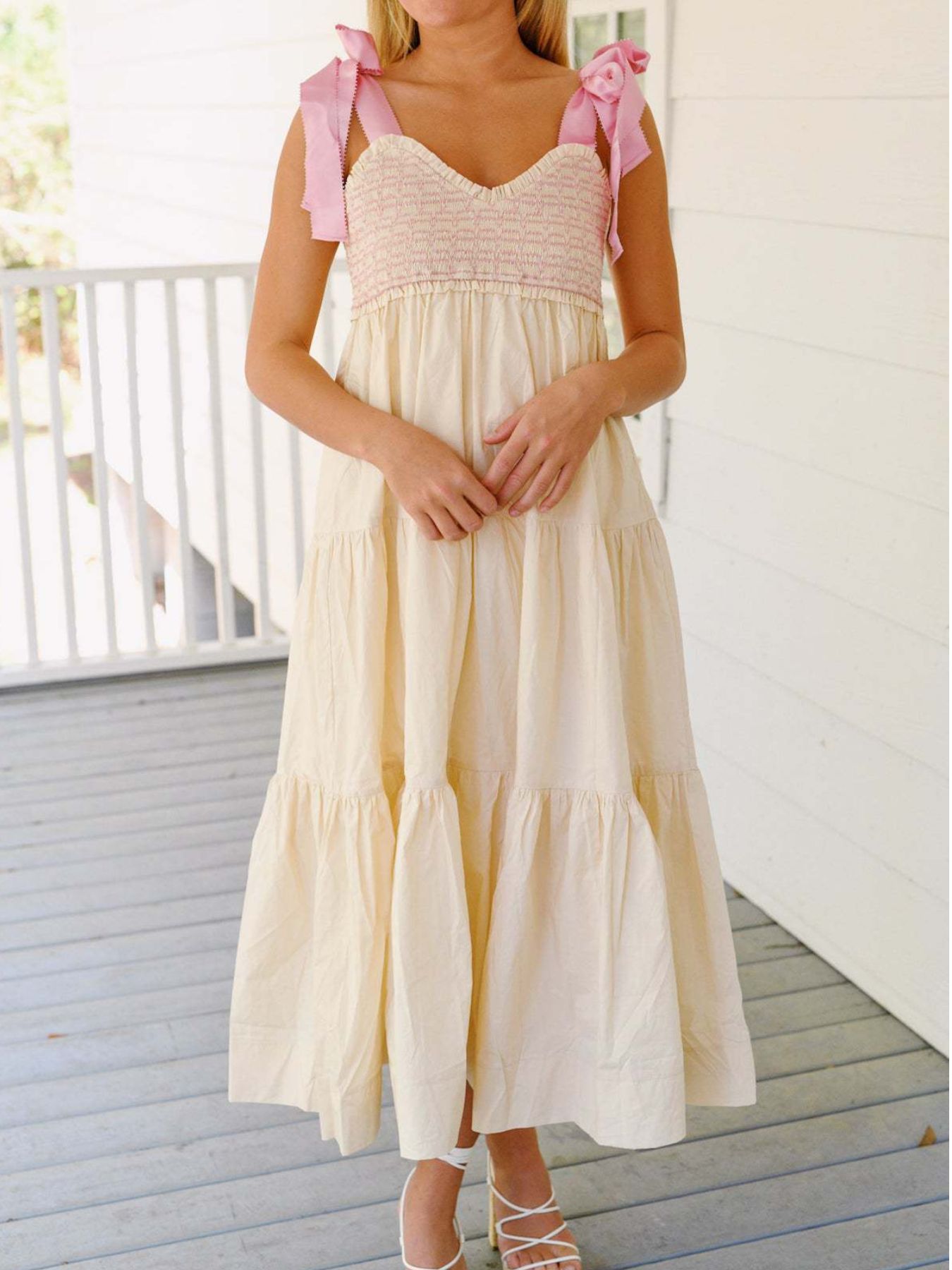 Tie Shoulder Tiered Midi Dress mysite idetrend