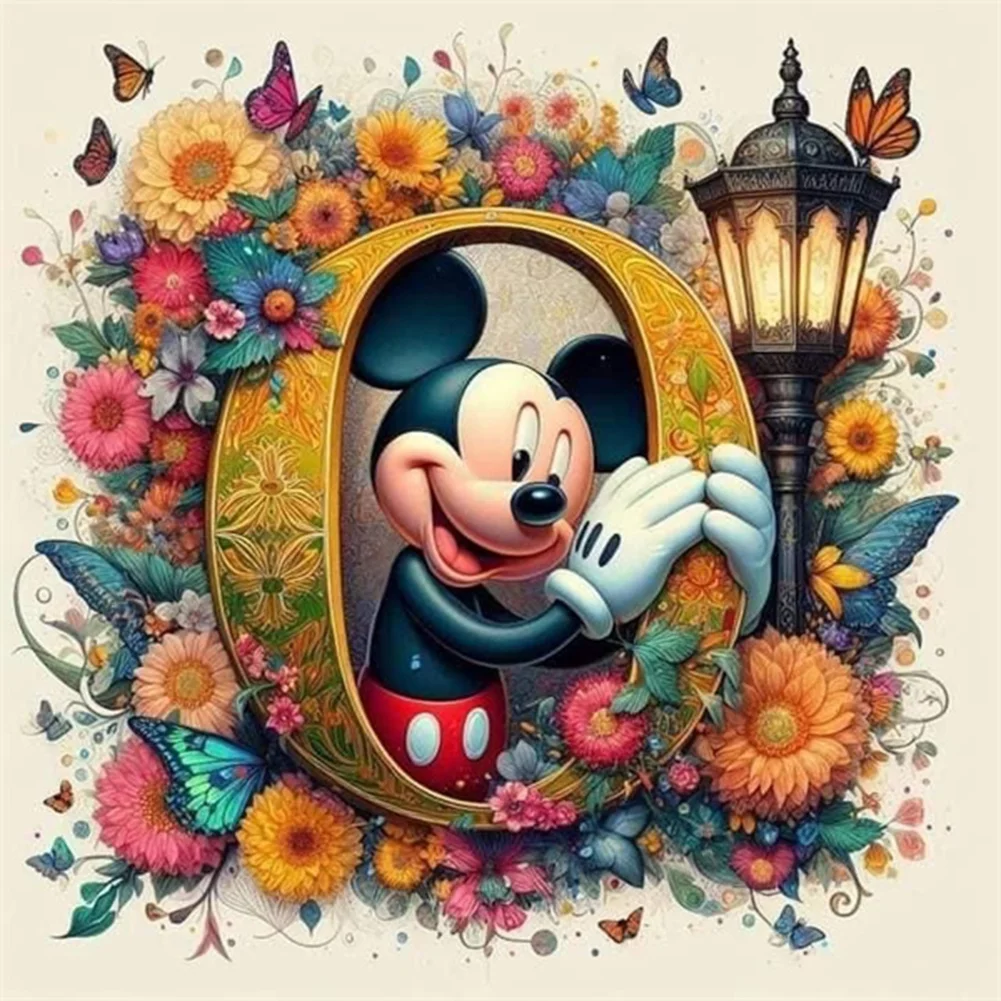 Partial AB Diamond Painting - Full Round Drill - Mickey Minnie Letters(Canvas|35*35cm)
