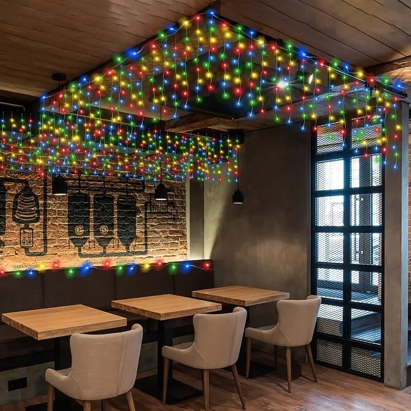 LED Icicle String Lights Xmas Holiday Curtain Lighting 3.5M 5M 216Leds For Xmas New Year Window Christmas Holiday Party Colorful Decoration AC220V 230V 240V EU Plug 2025 - $17.49 –P4