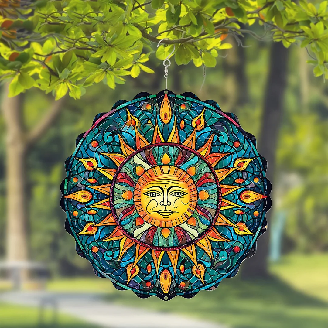 Mandalas Hanging Wind Spinner 360 Degree Rotating 3D Garden Wind Spinners 10-Inch Hanging Wind Catcher Art Gift for Home Garden Halloween Christmas (06)