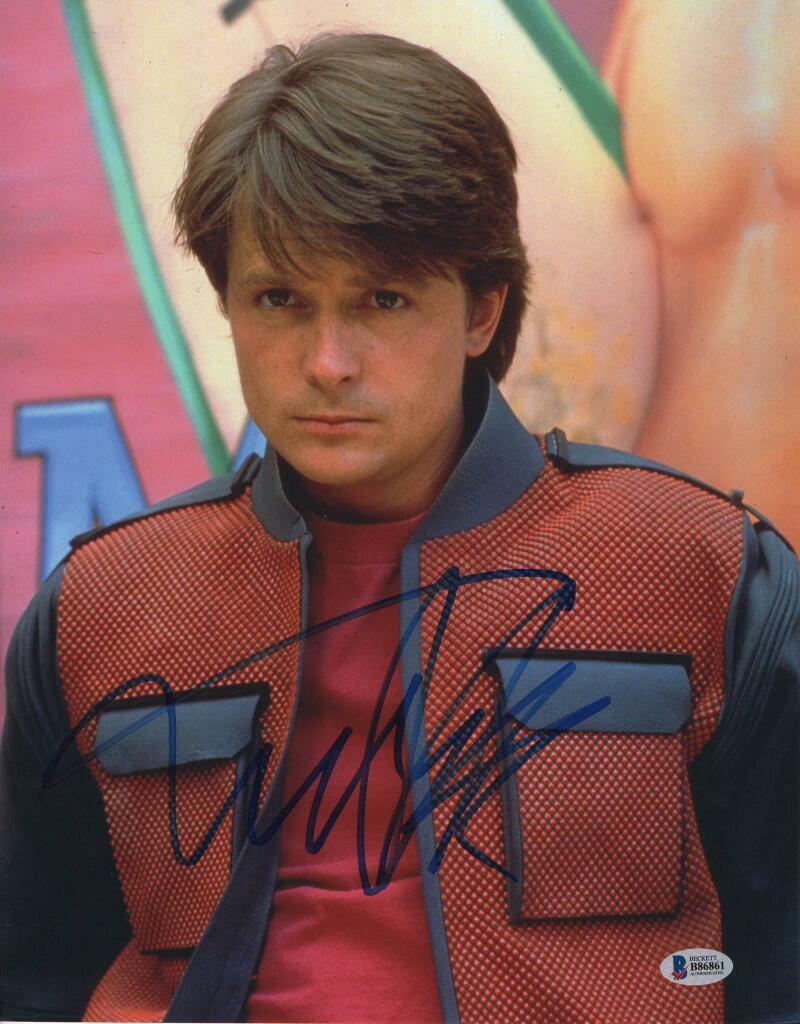 MICHAEL J FOX SIGNED AUTOGRAPH 11x14 Photo Poster painting - MARTY BACK TO THE FUTURE N BECKETT