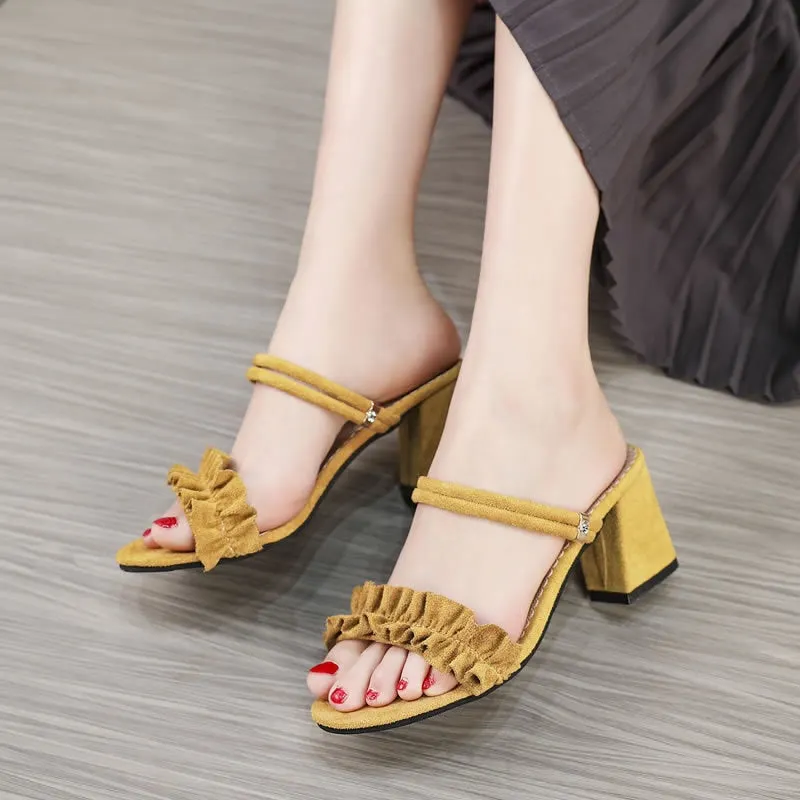  2022 Women Sandals Designer Shoe Fairy Student Mid Heel Chunky Luxury Heel Pumps Causal Slides Chassure