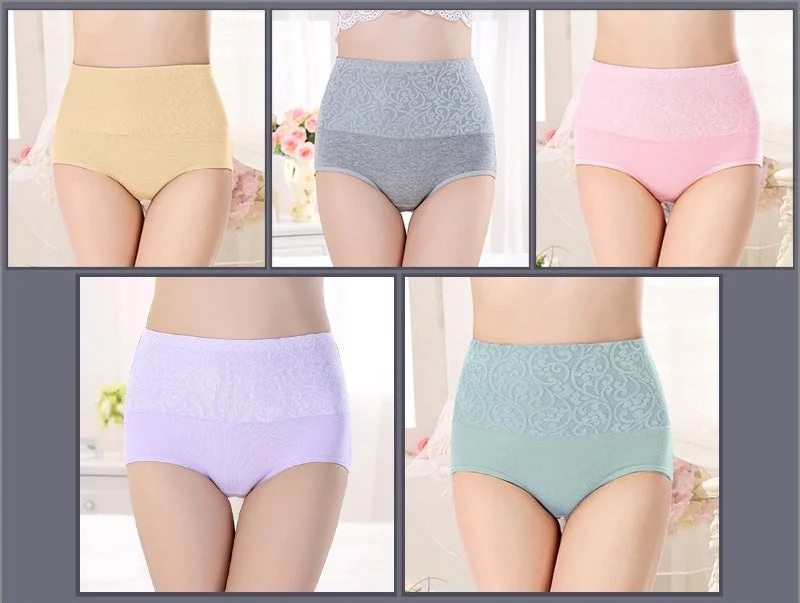 5-pack Sexy Breathable High Waist Waist Cincher Underwear Women's Postpartum Body-shaping Corset Butt-lifting Briefs