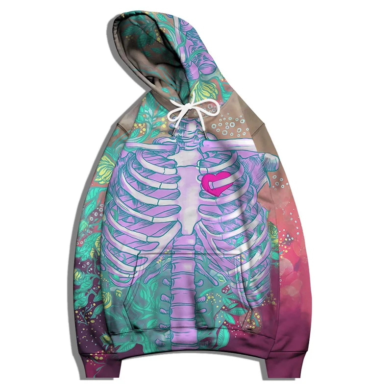 Bone Print Fashion Hooded Sweater Techwear Shop
