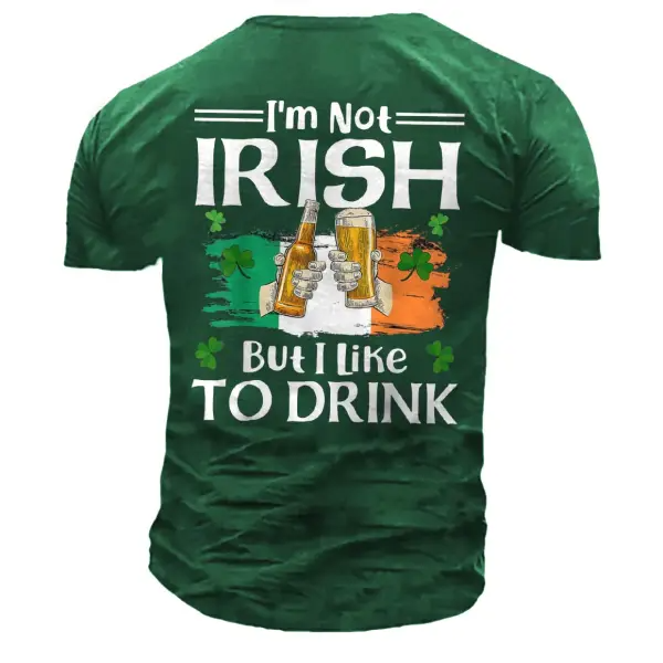 Men's I'm Not Irish But I Like To Drink Beer St. Patrick's Day Shamrock Daily Casual Short Sleeve Crew Neck T-Shirt ctolen