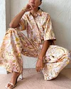 Romantic Pastoral Blossom Shirt and Pants Two Piece Set