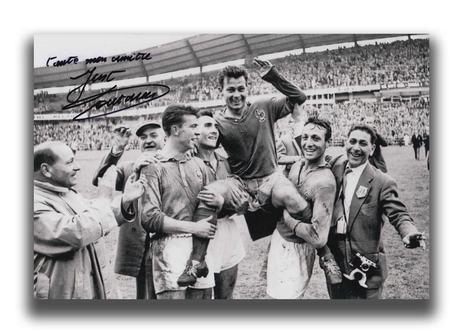 JUST FONTAINE HAND SIGNED 12X8 Photo Poster painting - FOOTBALL AUTOGRAPH - FRANCE 1.