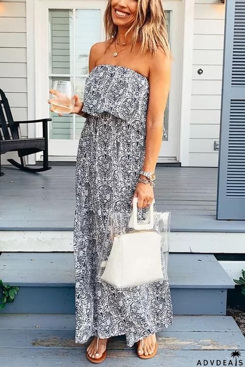 Print Off Shoulder Maxi Dress