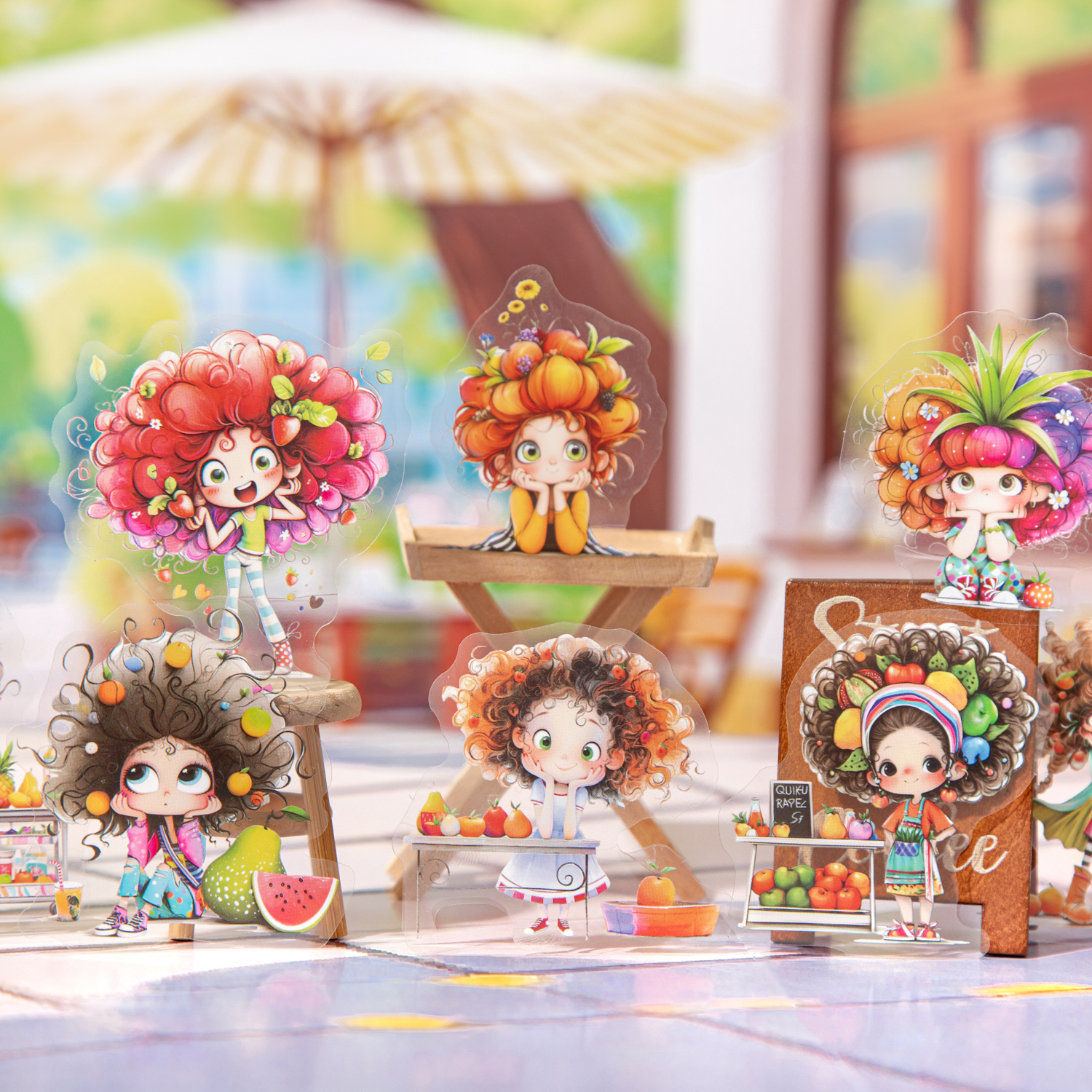 PET 스티커 - 스위트하트 홀리데이 라이프 시리즈 카와이 컬러풀 걸 캐릭터