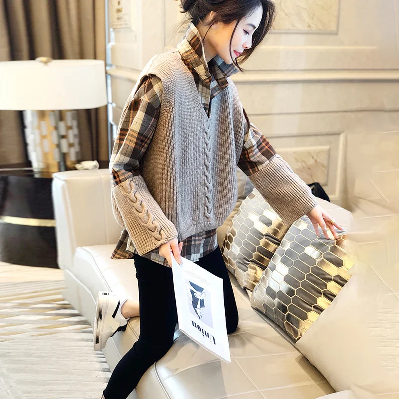 Toloer Toloer Vest Plaid Suit Female Shirt Vest Foreign Gas Reduce Age Leisure Two Sets Of Spring 2024 New Station-Outfit Ideas