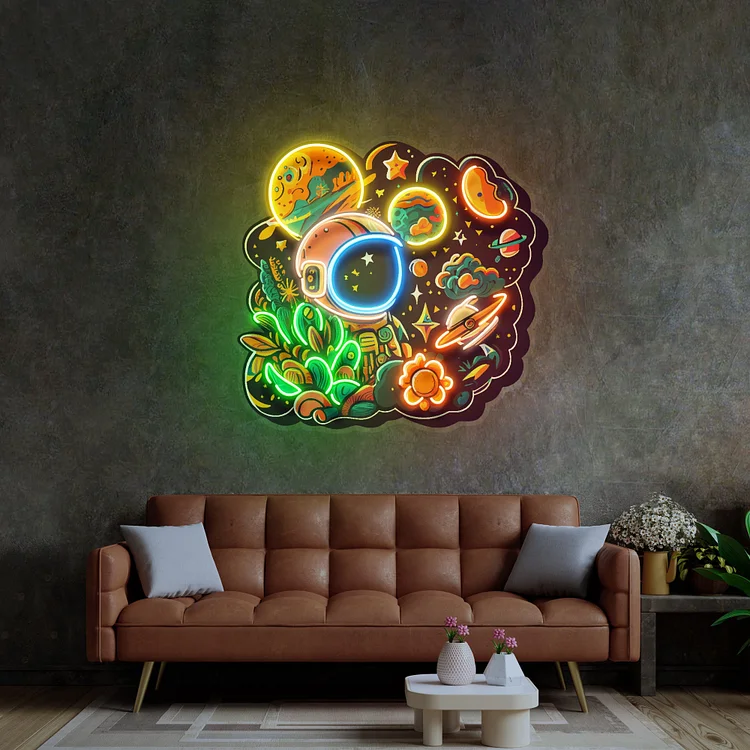 Astronaut Plant Universe LED Neon Sign Light Wall Decor Kids Gifts