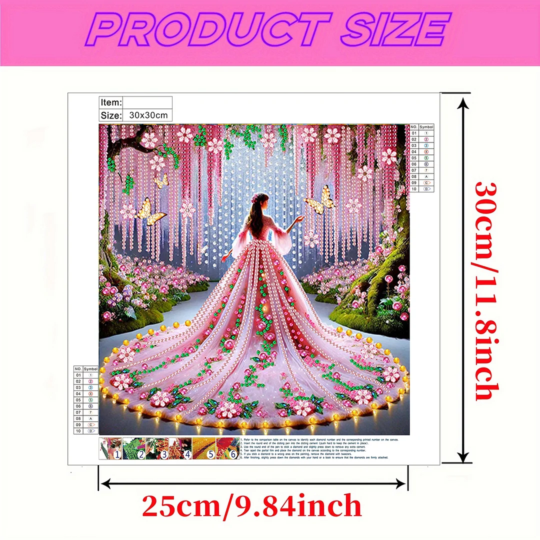 Pink Dress Beauty - Diamond Painting - Partial Special Shaped Drill(Canvas|30*30cm)