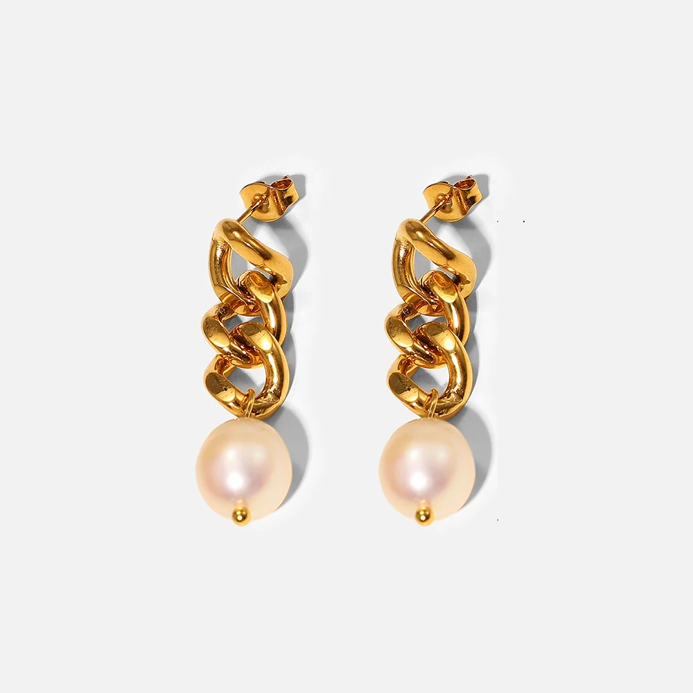Freshwater Pearl Chain Earrings
