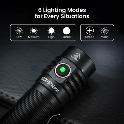 sofirn SC28 Rechargeable Flashlight, Tactical Flashlight 2800 High Lumens  with 6 Modes, Bright USB C LED EDC Flash Light IPX8 for Camping, Emergency