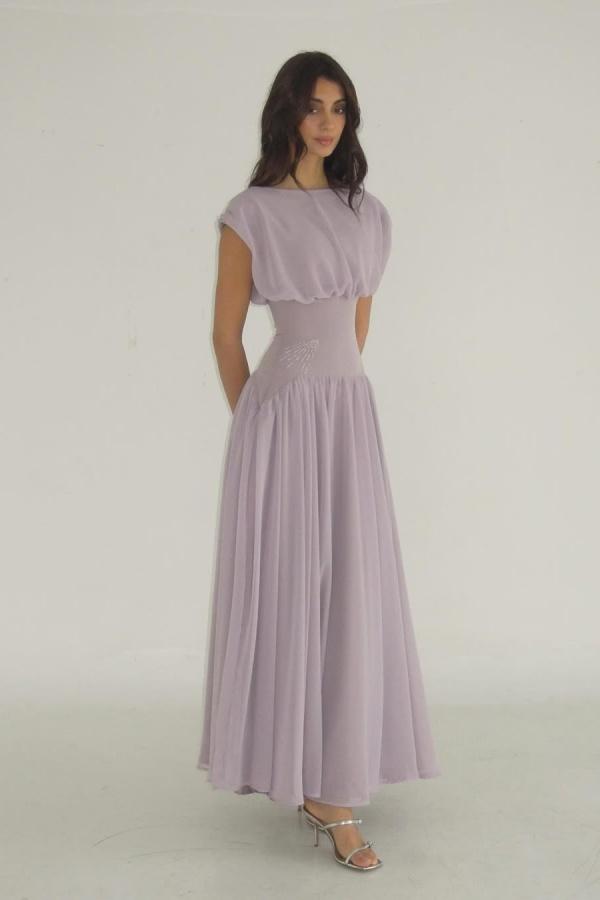 Short Sleeve Jewel Neck Chiffon Formal Dress Emerald