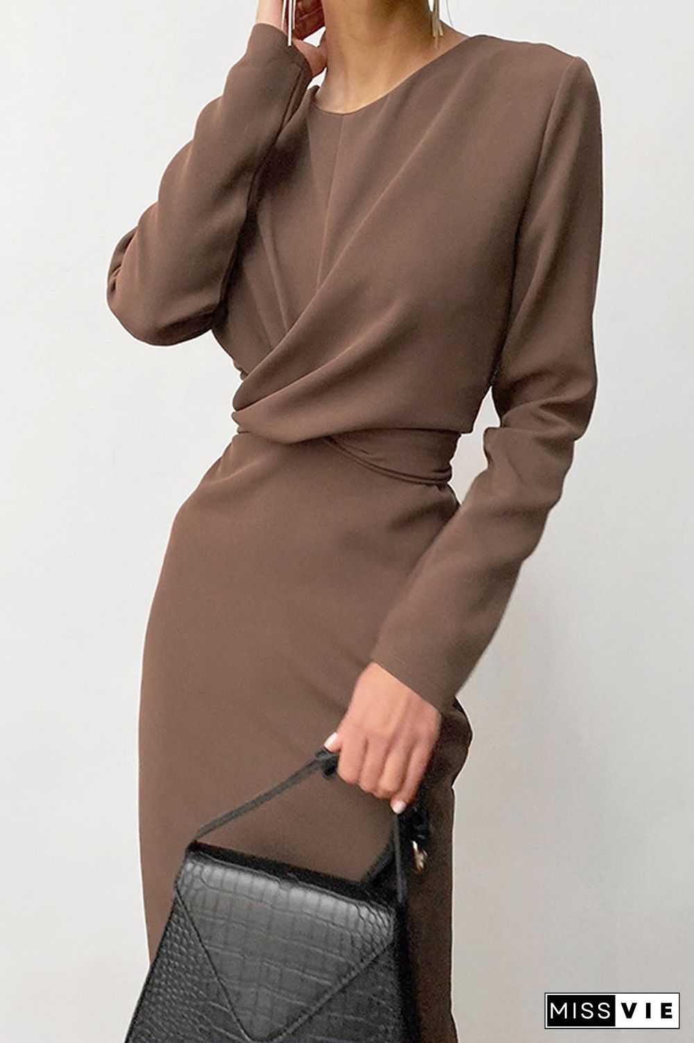 KarliDress Front Cross Slit Back Pencil Dress P12553