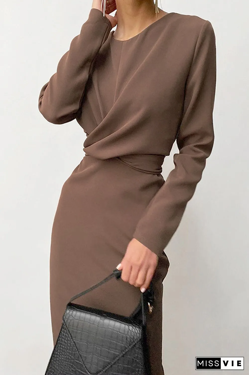 KarliDress Front Cross Slit Back Pencil Dress P12553