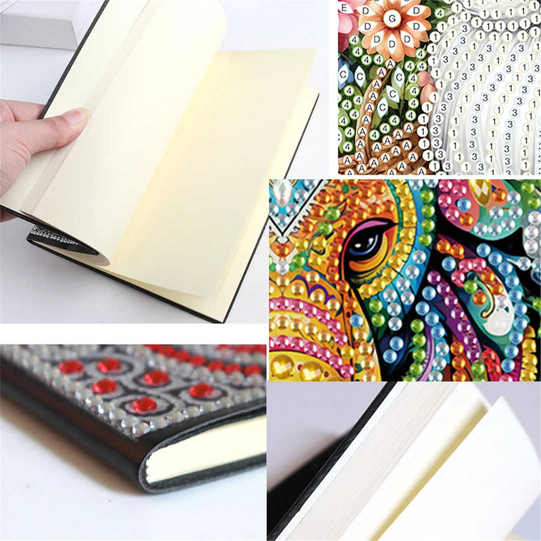 2pcs Animals Partial DIY 50 Pages A5 Diamond Painting Notebook for Study Home