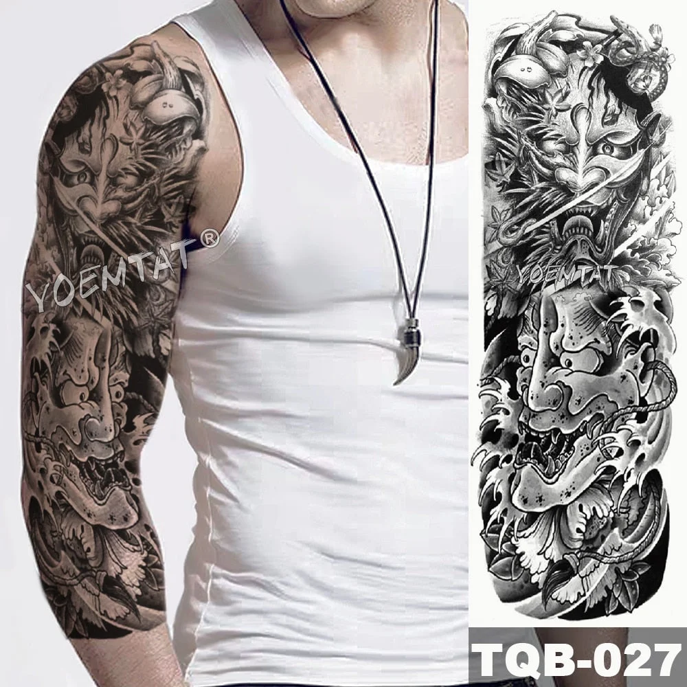 Large Full Arm Sleeve Tattoo Dragon Falls Waterproof Temporary Tatoo Sticker Japanese Tradition Men Women Body Art Tatto