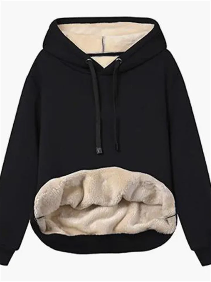 Women's Hoodie Sweatshirt Pullover Sherpa Fleece Teddy Front Pocket Pink Yellow Light Grey Solid Color Plain Casual Hoodie Long Sleeve Fleece S M L XL 2XL 3XL