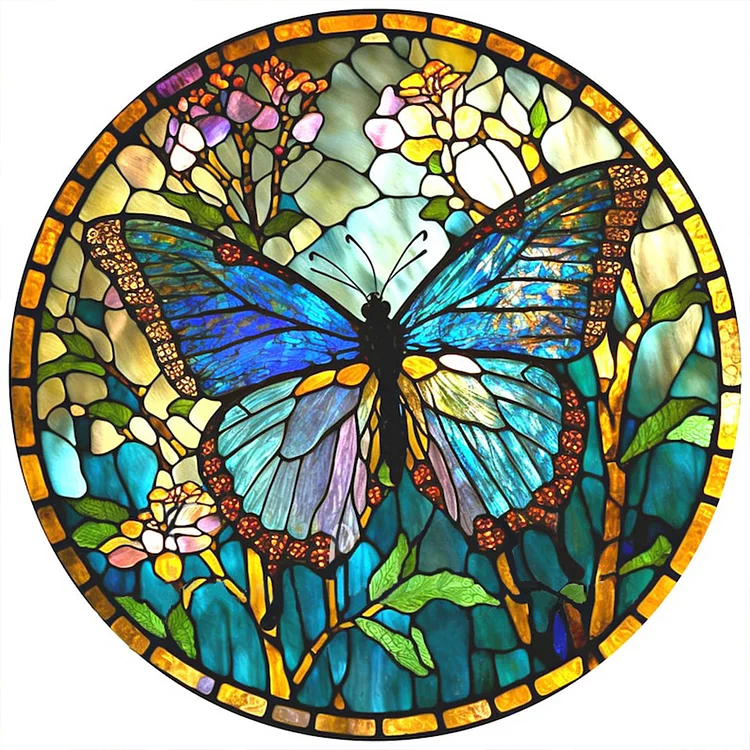 Full Round Diamond Painting - Glass Art - Butterfly 30*30CM