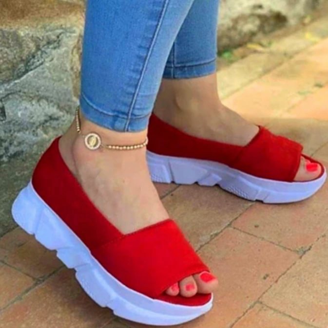 Qengg Women Vulcanize Shoes Comfort Casual Outdoor Light Beach Sandals Fish Mouth Fashion Platform Wedges Zapatillas De Mujer