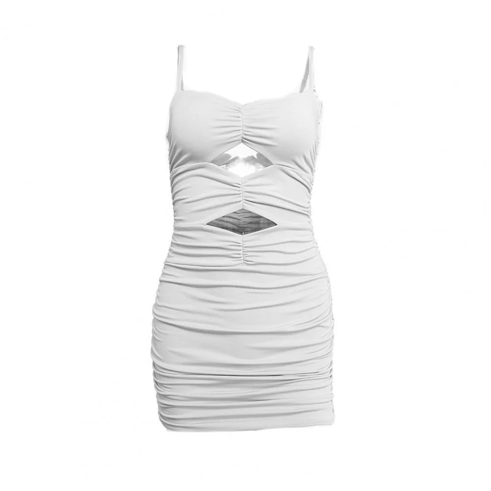 Spaghetti Strap Ruched Mini Dress  Tight Sleeveless Hollow Boob Hot Dress Summer Dress Club Party Bodycon y 2k vestido robe