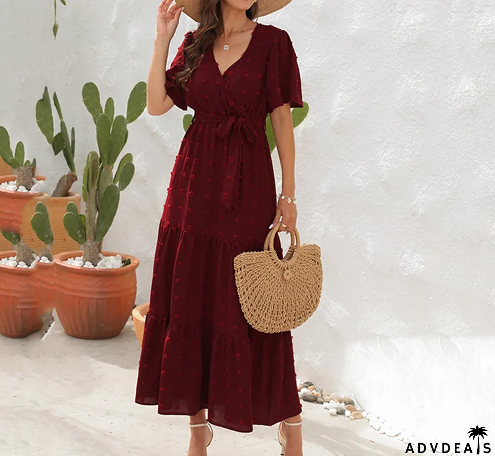 Women's Elegant V Neck High Waist Camisole Casual Fashion Maxi Dress