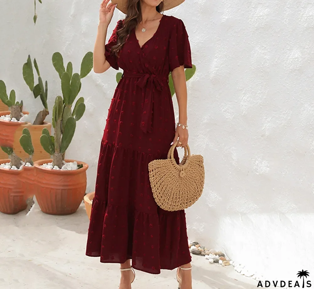 Women's Elegant V Neck High Waist Camisole Casual Fashion Maxi Dress