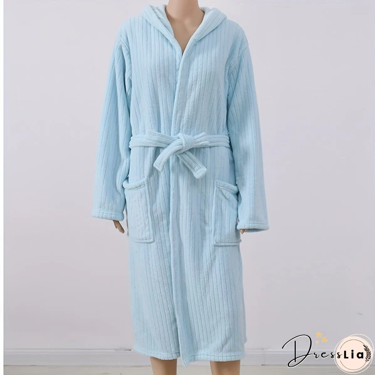 Coral Fleece Bathrobe Women Soft Hooded Robe Wearable Bath Skirt Absorbent Wrap Towel