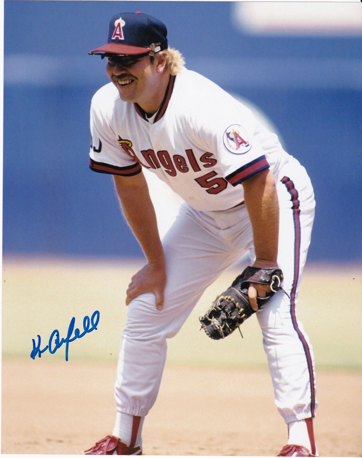 KEN OBERKFELL CALIFORNIA ANGELS ACTION SIGNED 8x10